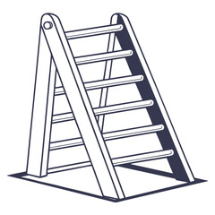 Simple outline drawing of a wooden a frame ladder