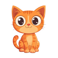 Obraz premium Playful cartoon orange cat character sitting isolated vector illustration image