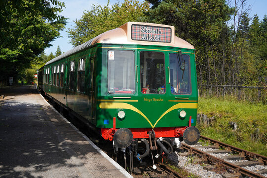 Dufftown, Scotland - September 08 2023: The Keith and Dufftown Railway locomotive at Dufftown station in Scotland. It is a heritage railway that goes from Dufftown to Keith in Moray.