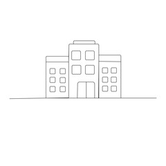 Office building  icon   continuous one line drawing of outline vector illustration 