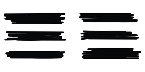 Set of hand drawn marker line vector illustration design element, grunge strokes, doodle lines underline scribble .
