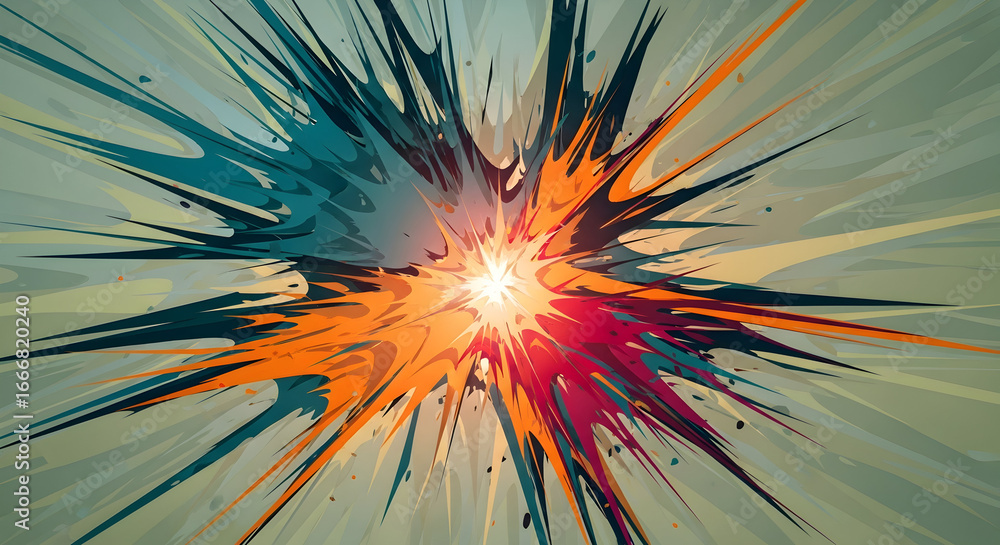 Poster energetic abstract vector explosion background with vibrant colors and dynamic lines