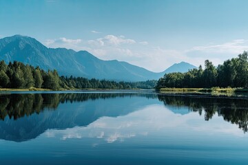 Fototapeta premium Serene mountain lake landscape (1)