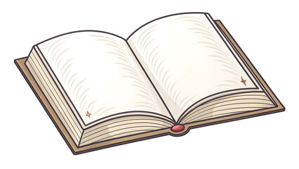 Fototapeta premium Open book clip art isolated on black for educational or literary concepts