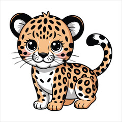 Playful Cheetah Cub Cartoon Flat Vector Illustration For Kids Design