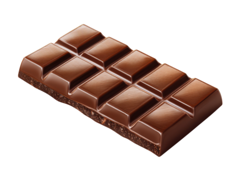 Chocolate Bar with Nine Segments and Crumbly Texture on Black Background sweet confectionery, Isolated On Png Transparent Background