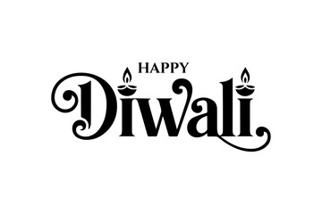 Happy Diwali decorative typography design festive calligraphy
