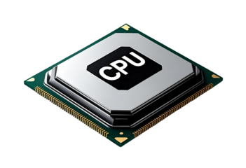 High-performance CPU processor isolated for computing, technology, hardware, digital, electronic display