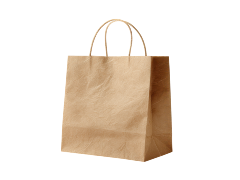 Single Brown Paper Shopping Bag With Flat Handles Isolated On Black paper bag brown bag, Isolated On Png Transparent Background