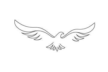 Obraz premium Minimalist Continous line drawing a soaring eagle with outstretched wings bird flying