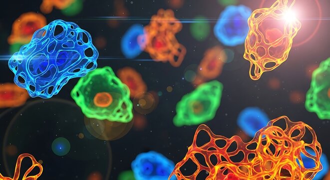 Colorful, abstract cellular structures
