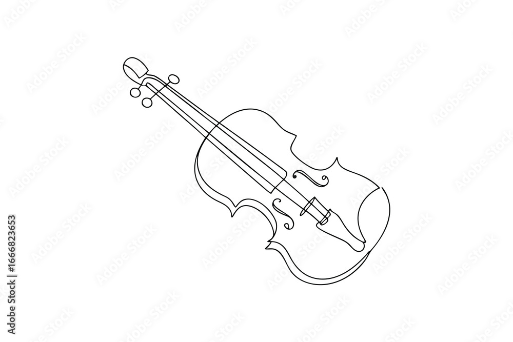Poster minimalist continuous line drawing a continous line violin a music instrument