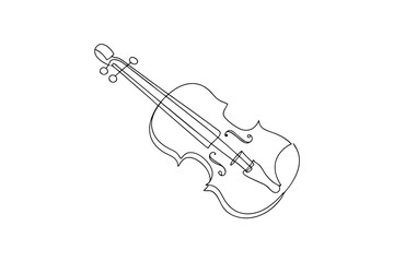 Obraz premium Minimalist continuous line drawing a Continous line violin a music instrument