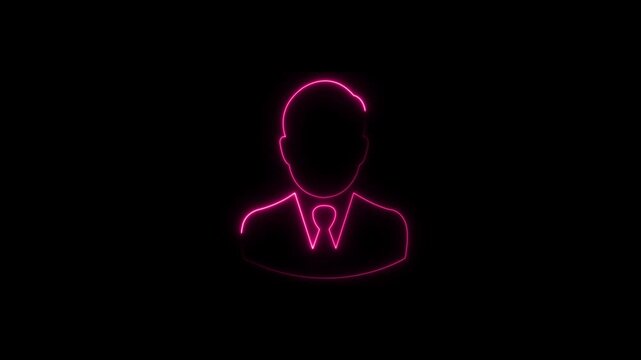 Neon Group People Icon Animation | Timberlake and Community Concept | Glowing Profile Symbol and Black Background..