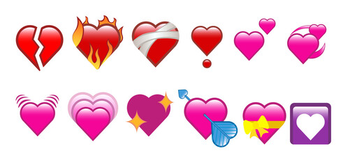 Set of hearts and shapes png graphic on a transparent background