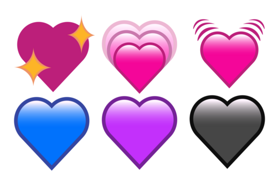 Set of hearts and shapes png graphic on a transparent background