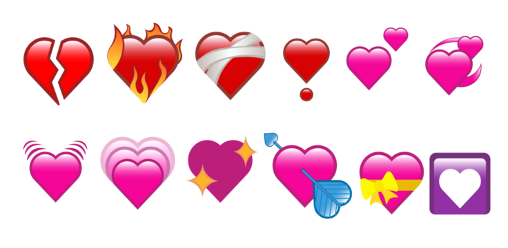 Set of hearts and shapes png graphic on a transparent background