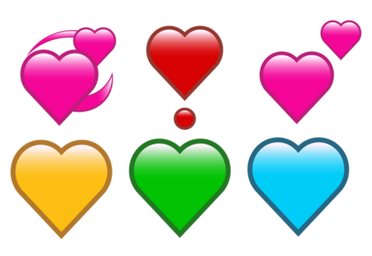 Set of hearts and shapes png graphic on a transparent background