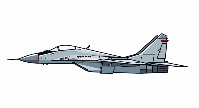 MiG-29 Fighter Jet Illustration - A Twin-Engine Soviet Warplane.