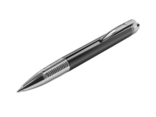 Black Ballpoint Pen With Silver Accents On Black Background writing instrument stationery, Isolated On Png Transparent Background
