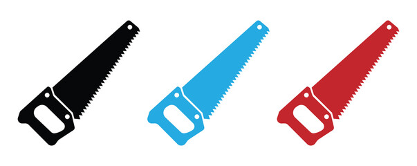 Saw icon. Tool for sawing trees, branches, wood and lumber in a simple style. Silhouette of saw symbol, Hand Saw icon, vector design.  wood cutter vector, Carpentry tools icon vector illustration.