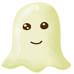  Cute Halloween Ghost Cartoon Illustration with Smiling Face