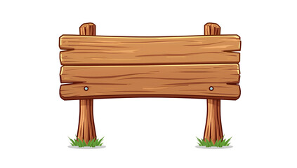 Illustration of a rustic wooden signboard with grass on a black background for graphic design
