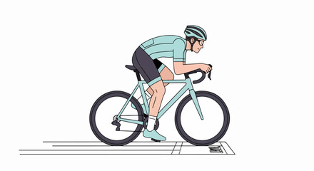 Cyclist in aerodynamic position, focused on the road race.
