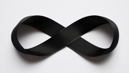 Black ribbon shaped as infinity symbol on white background