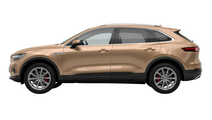 Obraz premium Sleek gold crossover SUV with sophisticated design elements and transparent background for