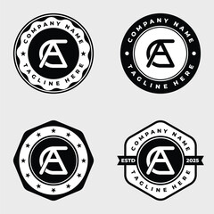 Monogram Logo Design, Modern Initial Lettermark, Badge Emblem Branding Template