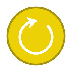 Circular arrow in yellow button, refresh or reload symbol isolated on transparent background