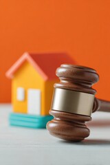 Professional Tenant Rights and Property Law Concept with Judge Gavel and Model House for Modern Legal Marketing and Real Estate Advertising Campaigns