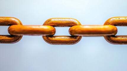 Fototapeta premium A rusted chain links, with a blue background