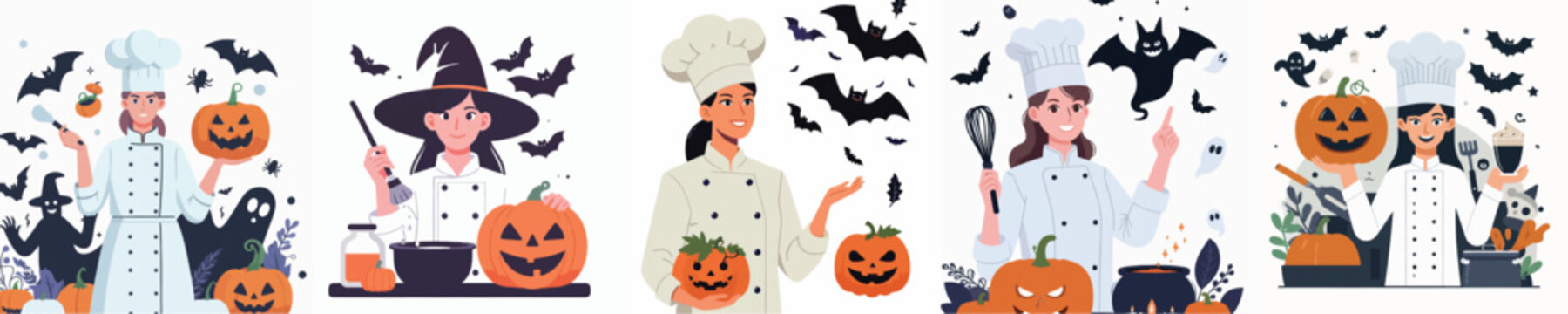 chef vector celebrating hellowen