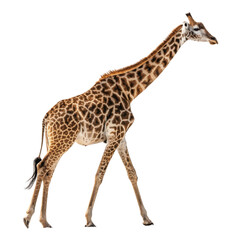 Fototapeta premium Walking Giraffe Full Body, Isolated on Transparent Background, Wildlife Photography, Animal Image, Giraffe, Safari, Africa