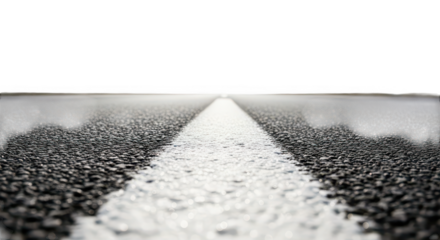 A road with a white line on it on transparent background