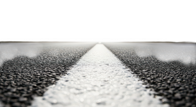 A road with a white line on it on transparent background