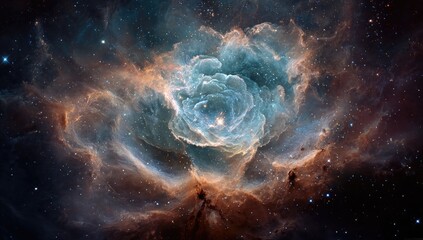 Cosmic rose nebula in swirling galaxy