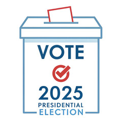 Vote 2025 presidential election ballot box isolated on transparent background