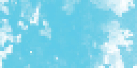 Abstract pixelated sky background with cloudlike shapes and a light blue color palette for graphic design