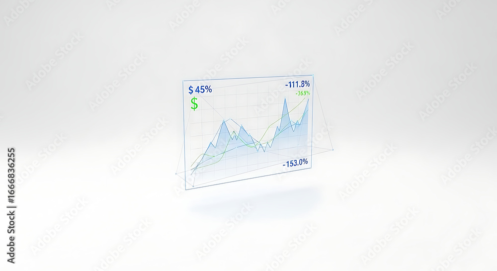 Poster transparent graph displaying financial data with rising and falling trends