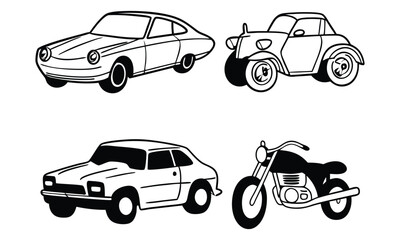 Vehicles Car, Motorcycle, Bicycle - Transportation Icons © MdAlamin