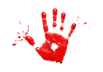Red handprint isolated on transparent background