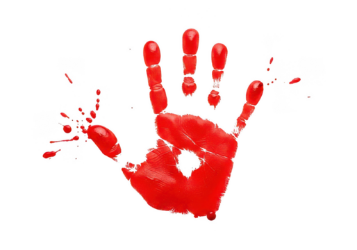 Red handprint isolated on transparent background