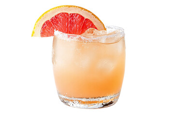Refreshing grapefruit cocktail with slice isolated on transparent background