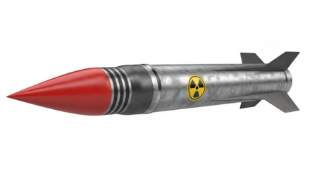 A missile with radiation symbol isolated on transparent background