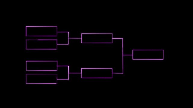 4 team tournament bracket championship template flat style design neon light isolated on black background. Championship bracket schedule for soccer, football, basketball, baseball or tennis