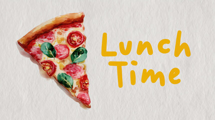 Savoring delicious pizza lunch time cozy food illustration fun