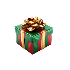 Fototapeta premium Elegant gift box with gold bow and ribbon, perfect for celebrations and special occasions, holiday surprise